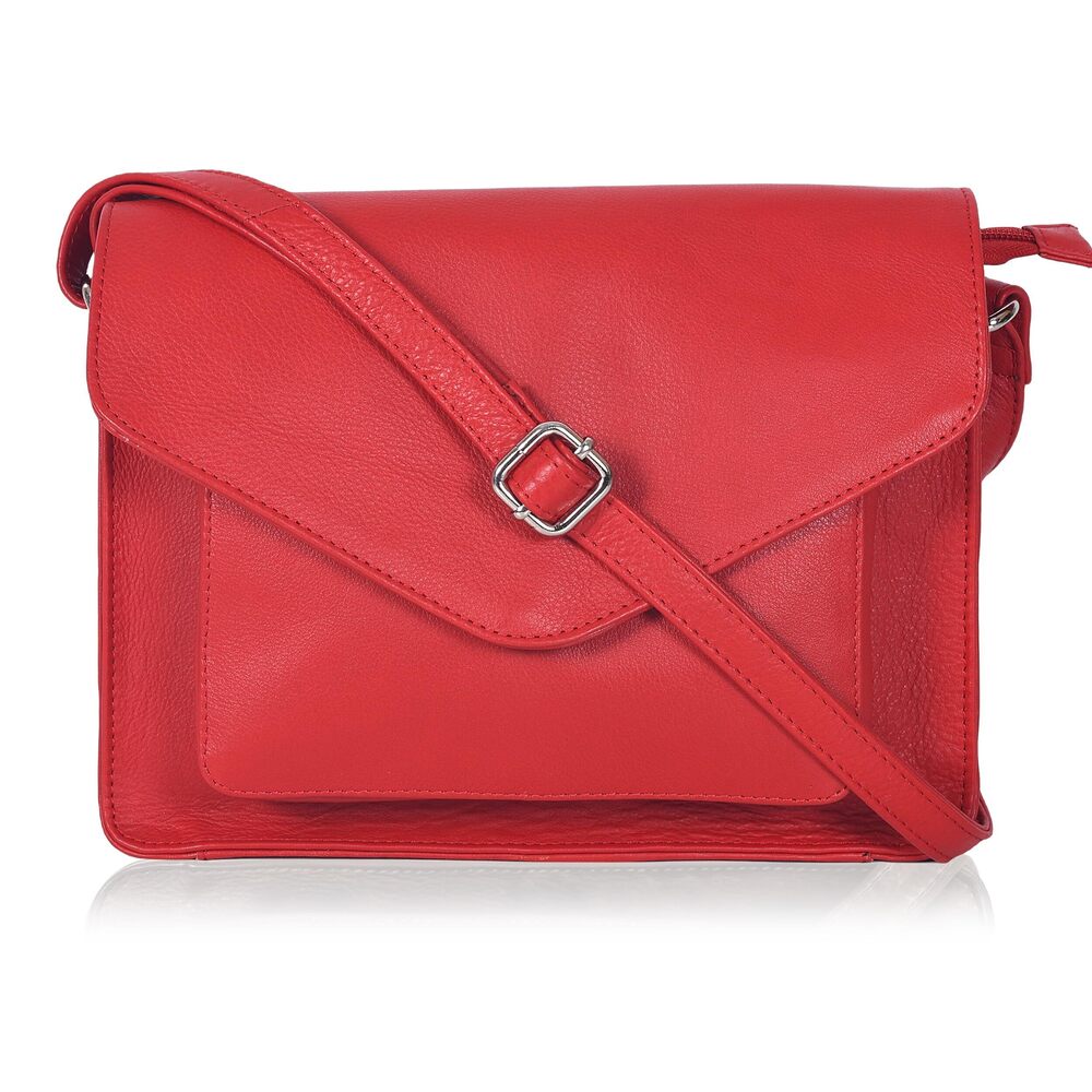 6099 Leather Flapover Crossbody Handbag Purse with Adjustable Strap &